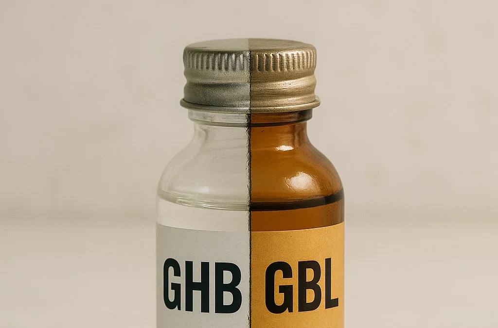 Chemické struktury GBL vs GHB, kinetika konverze a srovnávací tabulka